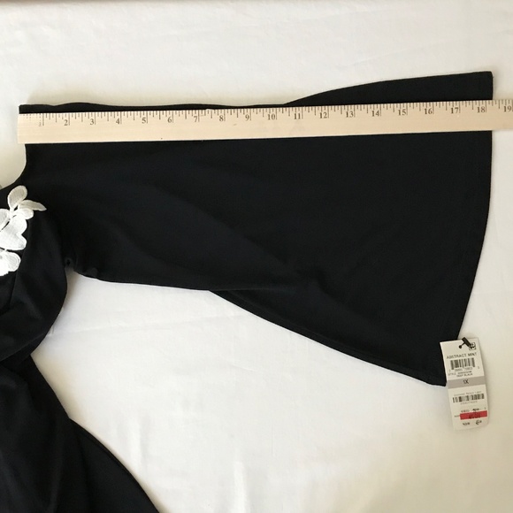 ALFANI One-Shoulder Applique Bell Sleeve Top Black White Women’s Plus Size 1X - Picture 14 of 16